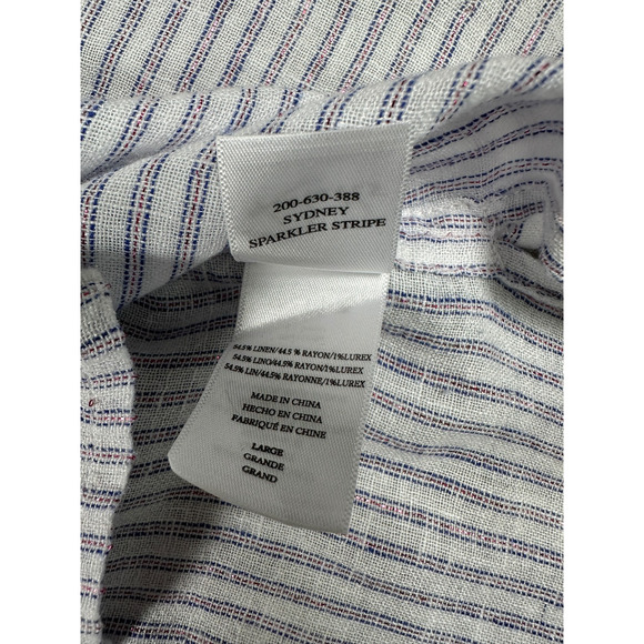 Rails Sydney Sparkler Stripe Size Large Linen Blend Button Down Top Lightweight - Picture 6 of 8